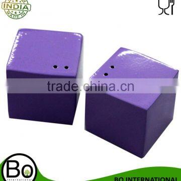 Stainless Steel Purple Salt And Pepper Shaker Cube 10.5 x 5.5 x 5.5 cm