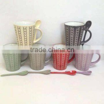 2016 hot sale many designs glazed porcelain advertising gift mugs cup with spoon and color box,porcelain ware mugs coffe cup