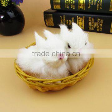 Handmade Real Like Miniature Real Fur Animal Long Ears Bunny Toys photo-4