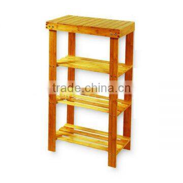 Premium Indoor 1.7FT Bamboo Store Shelf 4 Tires Painted Eco Friendly