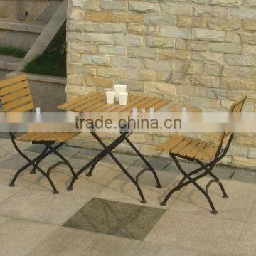 outdoor plastic wood iron folding table and chair