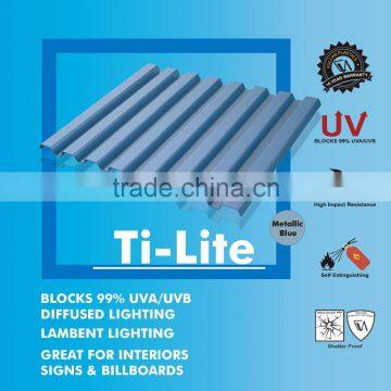 Plastic Polycarbonate Corrugated Sheet (Ti-Lite Metallic Blue GRECA) for building warehouse greenhouse