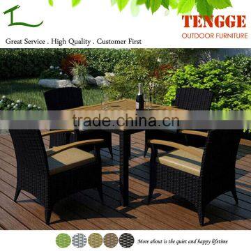 Rattan wood garden furniture rattan wood dining table with 4 chairs