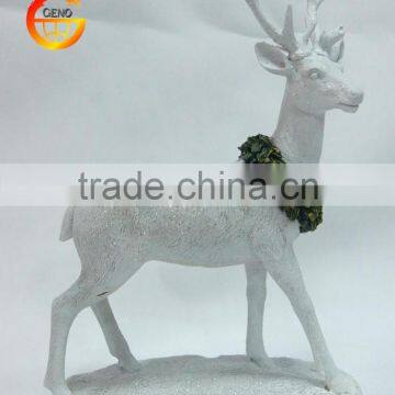 Hot selling resin white glitter deer decoration