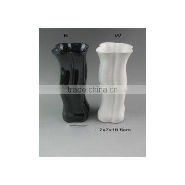 elegant water wave shape black and white glazed mini stoneware vase