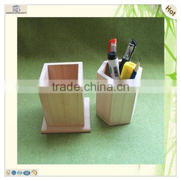 fashion office desk storaging decorating paulownia wooden pen holder