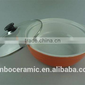 Ceramic Bright Colored Pots Color Glazed With Glass Lid photo-2