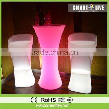 led mobile bar furniture / glowing counter table with bar chair / bar stool