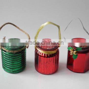 Nice Luxury Electroplating Glass Jar for Christmas With Hanging Handle photo-3