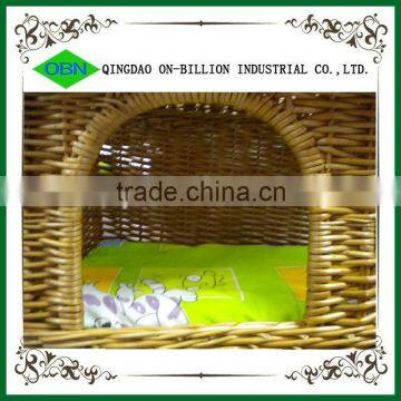 Hand Knitting Rustic Dog and Cat House Wicker Pet Bed photo-4