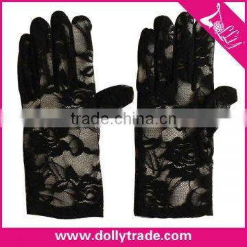 Rose Design Sexy Flower Lady Black Lace Glove