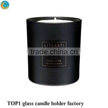 Matte Black White Glass Candle Holder With Wooden Lid