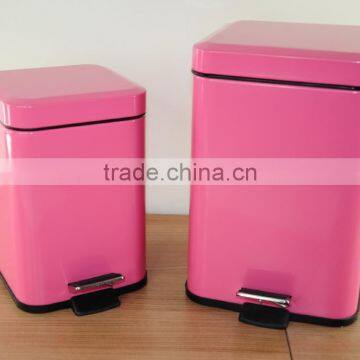 Pink metal dust bin for decoration