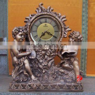 Bronze small angel clock statues for desk