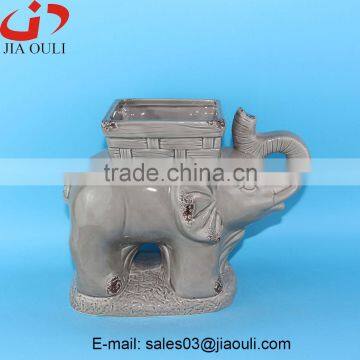 Antique Animal Flower Pot, Ceramic Elephant Planter photo-4