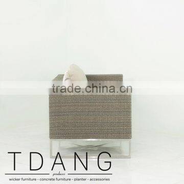 Coronado Wicker Bench With Stainless Steel Base - Contemporary Rattan Furniture Bench. photo-2
