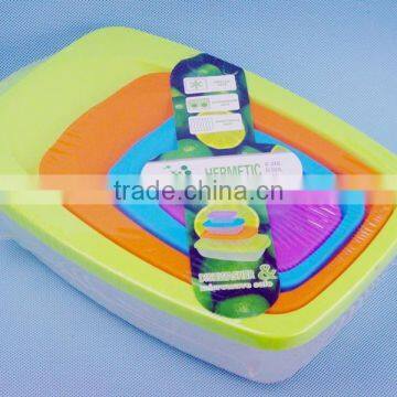 4PC Plastic color rectangle fresh bowl/food container