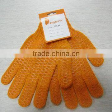 DDSAFETY 2017 Orange Cotton Polyester String Knitted PVC Honey Comb Both Sides Safety Fishing Gloves photo-4