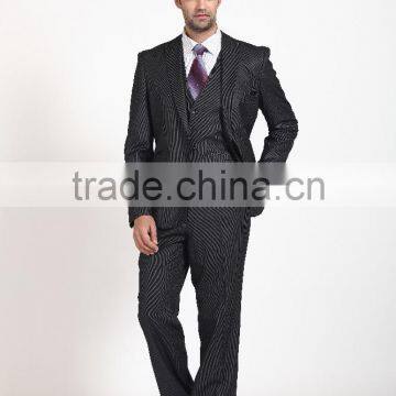 2015 Stripe Fashion 3 Pieces slim fit Business suits for man