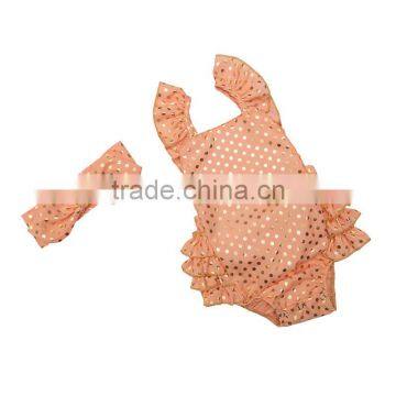 Gold Polk Dots Baby Romper Fancy Flower Kids Toddler Rompers Casual Baby Clothes Girls photo-3