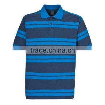 Men's Fashion High Quality Cotton Pique Stripe Polo Shirt photo-3