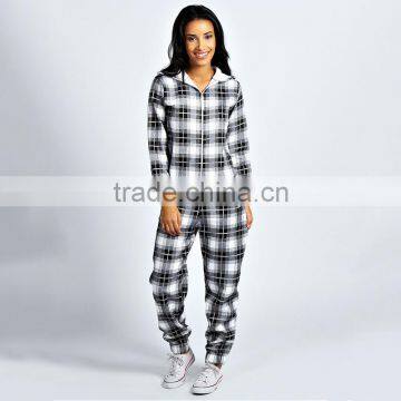 Wholesale family flannel black and white adult onesie 100 cotton