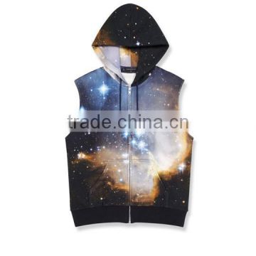 full sublimation hoodies galaxy print hoodies sleeveless hoodies for men