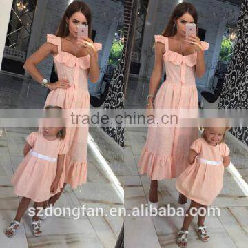 Popular Designs Women Dresses Summer High Qulaity Mother Daughter Matching Dress photo-2