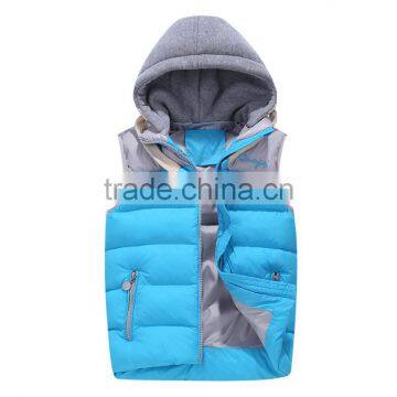 2015 New Season Thicken Padded Children Waistcoats With Hood