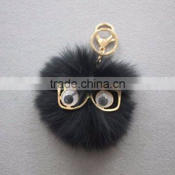 Myfur Cute Style White Fox Fur Pom Pom Keychain Customized Bag Charm photo-4