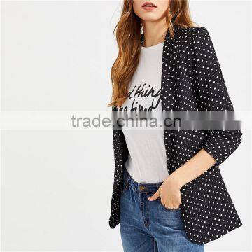 2018 Fall and Winter Newest Style Fitted Polka Dot Open Front Blazer photo-2