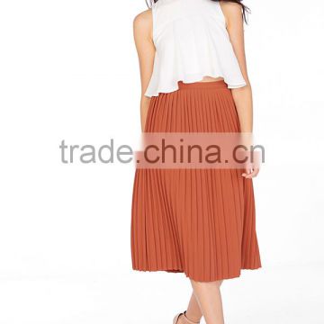 China manufacturer high waist midi pleated skirt