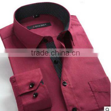 Red color business work uniform one chest pocket shirt for men fashionable new style shirt for boy beautiful shirt