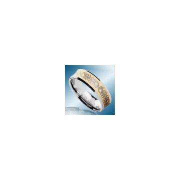 Concave Gold Dragon Tungsten Ring