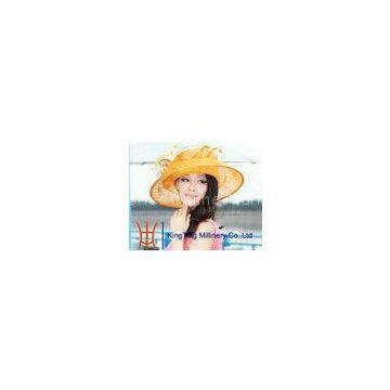 Yellow Ladies Sinamay Hat For Church / Wedding / Party / Horse Racing