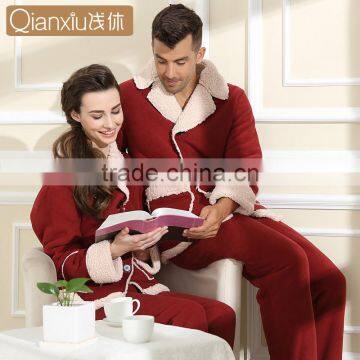 Wholesale Qianxiu Poinsettia Christmas Gifts Sweet Red Fancy Adult Couples Nightwear