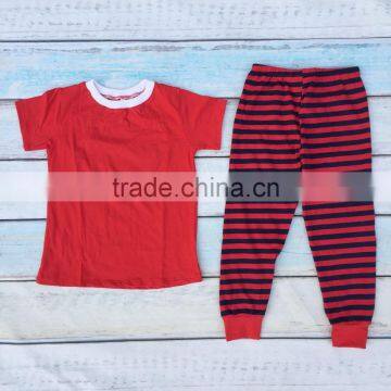 Wholesale Children Organic Cotton Fabric Pajamas Kids Girls Matching Fancy Striped Pajamas photo-4