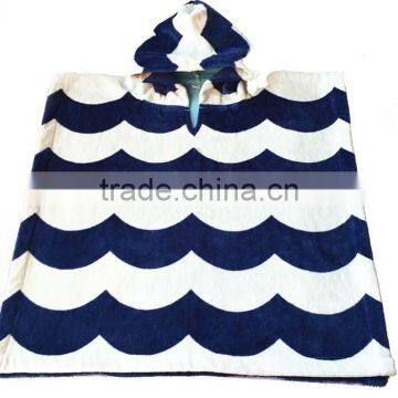 Cotton swimming changer robe , poncho towel velout reactive printing hooded towels