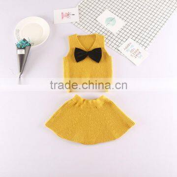 B21666A Korean Hot Selling Kids Clothing Sets Little Girls Sweater Vests Dress Suits photo-2