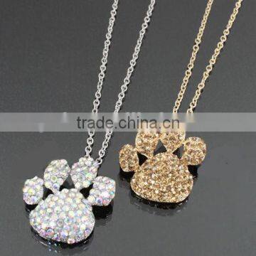 2015 Fashion Paw Print Necklace Factory Price Colorful Crystal Paw Print Charm Necklace photo-6