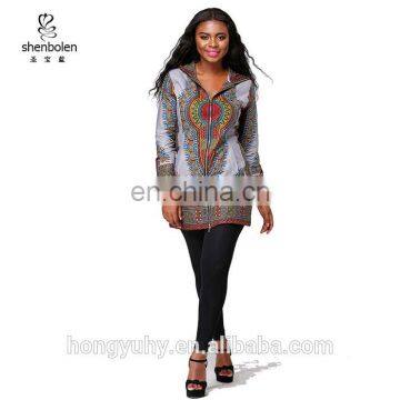 OEM Service Dashiki African printed long sleeve hoodie African jackets in casual dresses