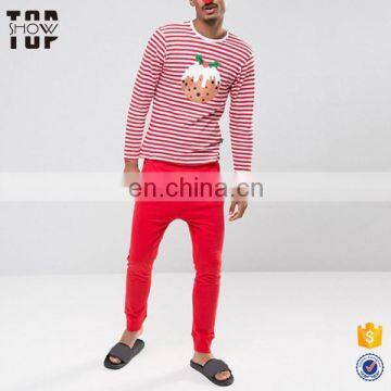 Chinese supplier adult sexy men nightwear nighty with stripe couples nightwear adult christmas pajamas