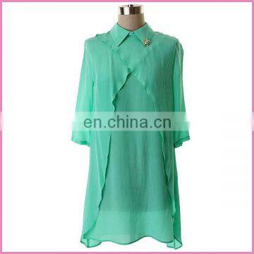 elegant chiffon lady dress long sleeves with tippet