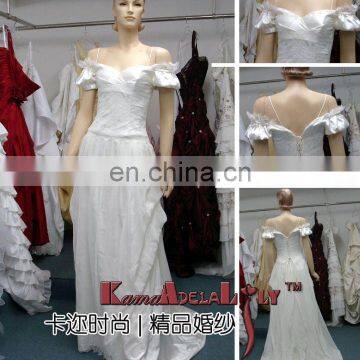 EB401 Elegant Short Sleeve V-neck Wedding Dress Chiffon Fishtail Wedding Gown