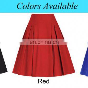 Grace Karin Women Solid Color High Stretchy Vintage Retro A-Line Short Black Skirt CL010451-1 photo-5