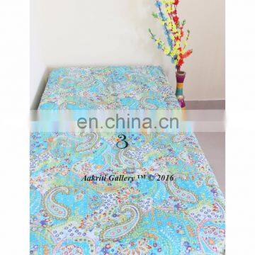 Indian Quilt cotton Handmade Paisely Design Printed kantha quilt twin size bedding