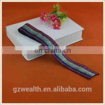 High quality rainbow glitter elastic bands for garment