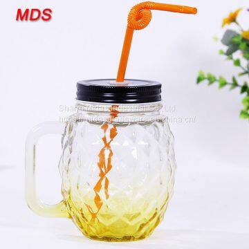 Wholesale Ancient Glassware Color Pineapple Mason Jar With Handle photo-5
