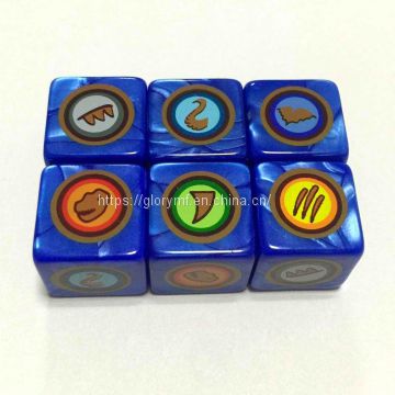 Custom heat printing D4,D6,D8,D10 kinds of plastic acrylic dice/board game dice