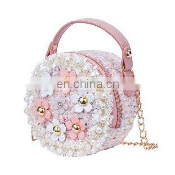 Princess Girls purses and handbags Kids Baby Crossbody flower pearl Bags Boutique Shoulder Stylish Zipper Birthday Party Gift